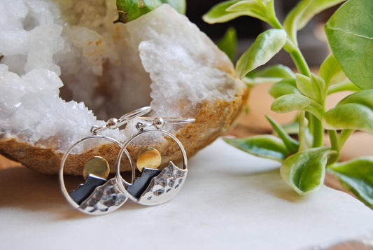 Mixed metal mountain peak earrings