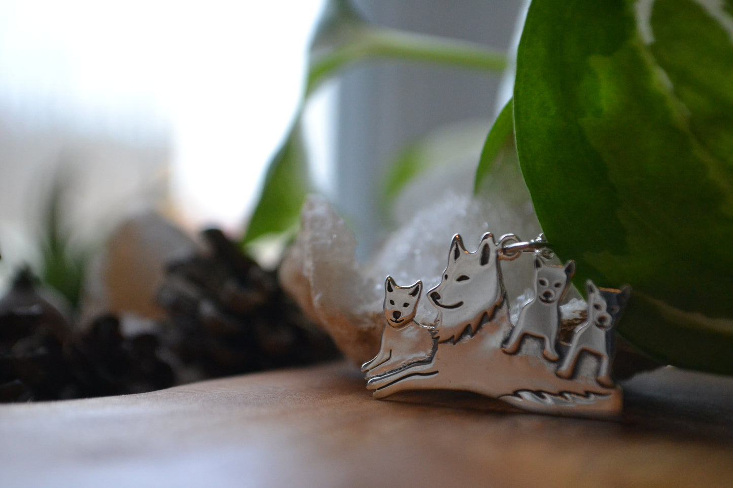 Mama and wolf pack necklace