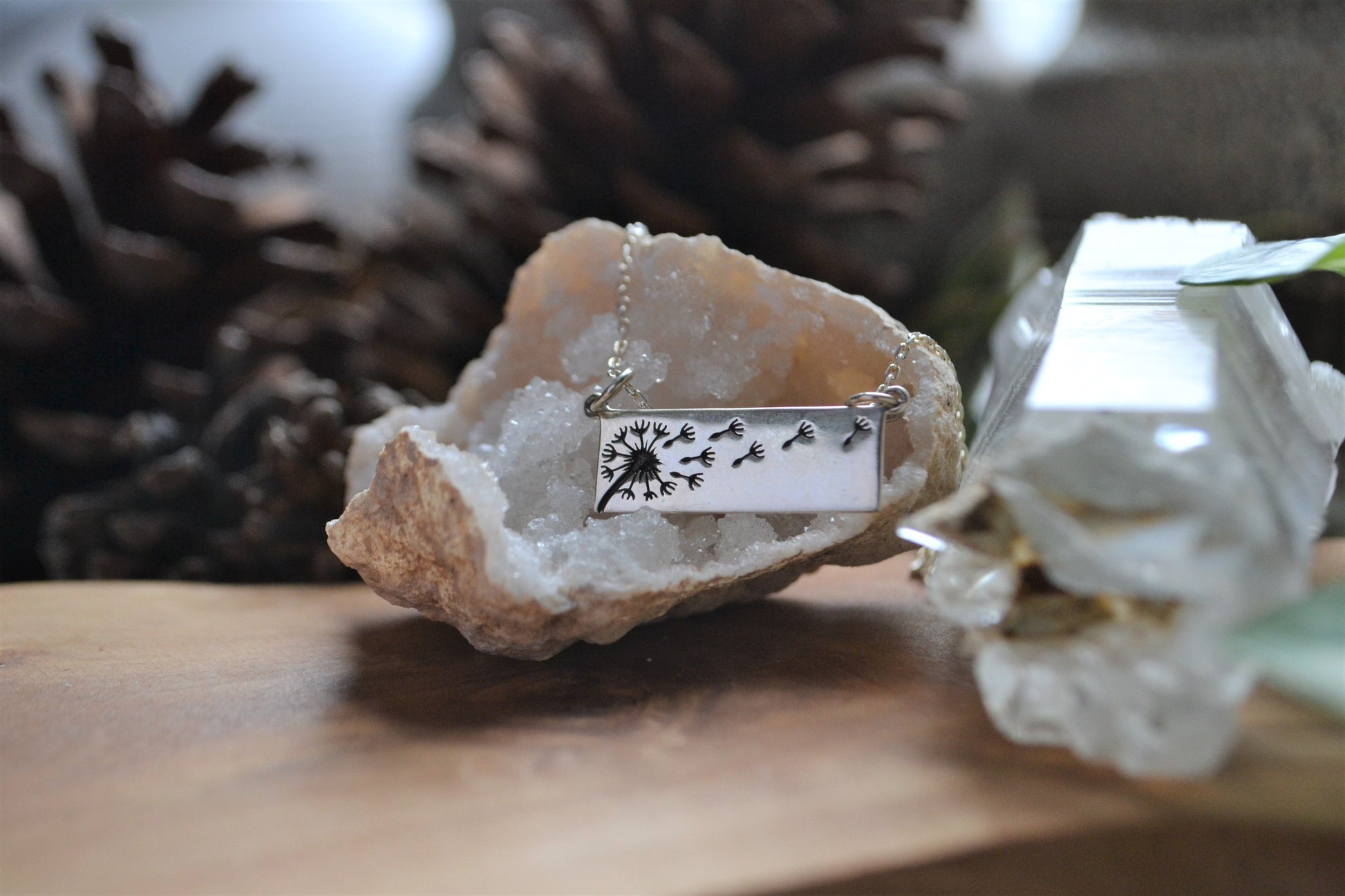 Dandelion puff necklace
