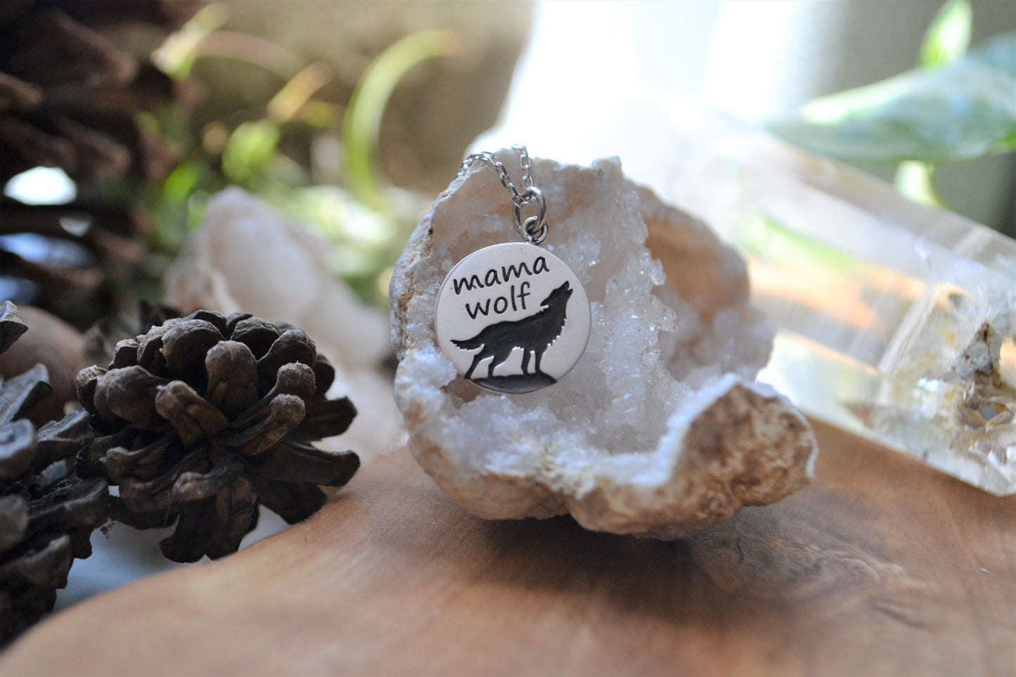 Mama wolf necklace