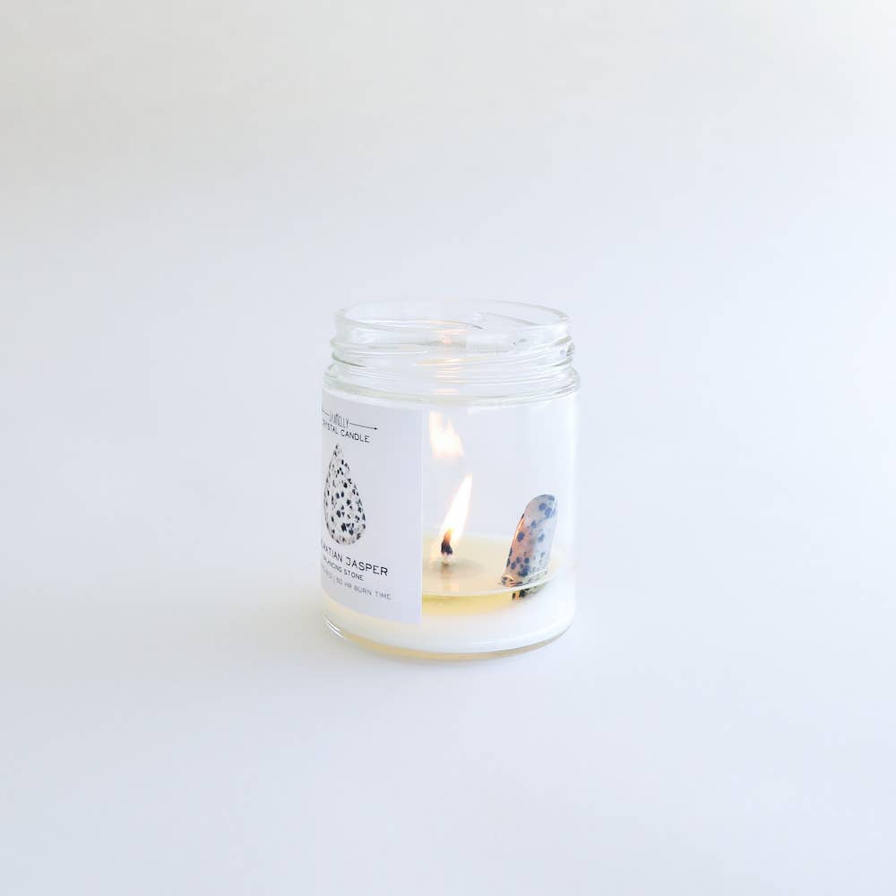 Dalmatian Jasper Hidden Crystal Candle