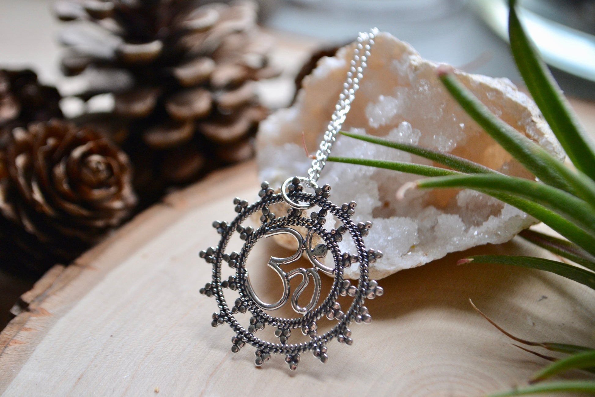 Om and mandala necklace
