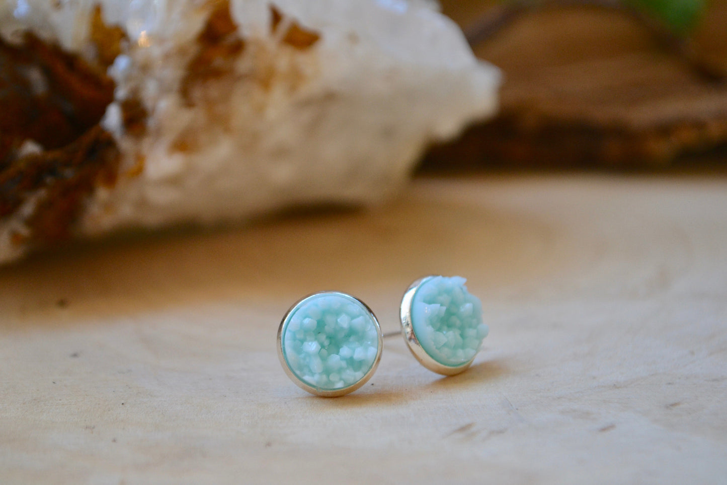 Light blue druzy earrings