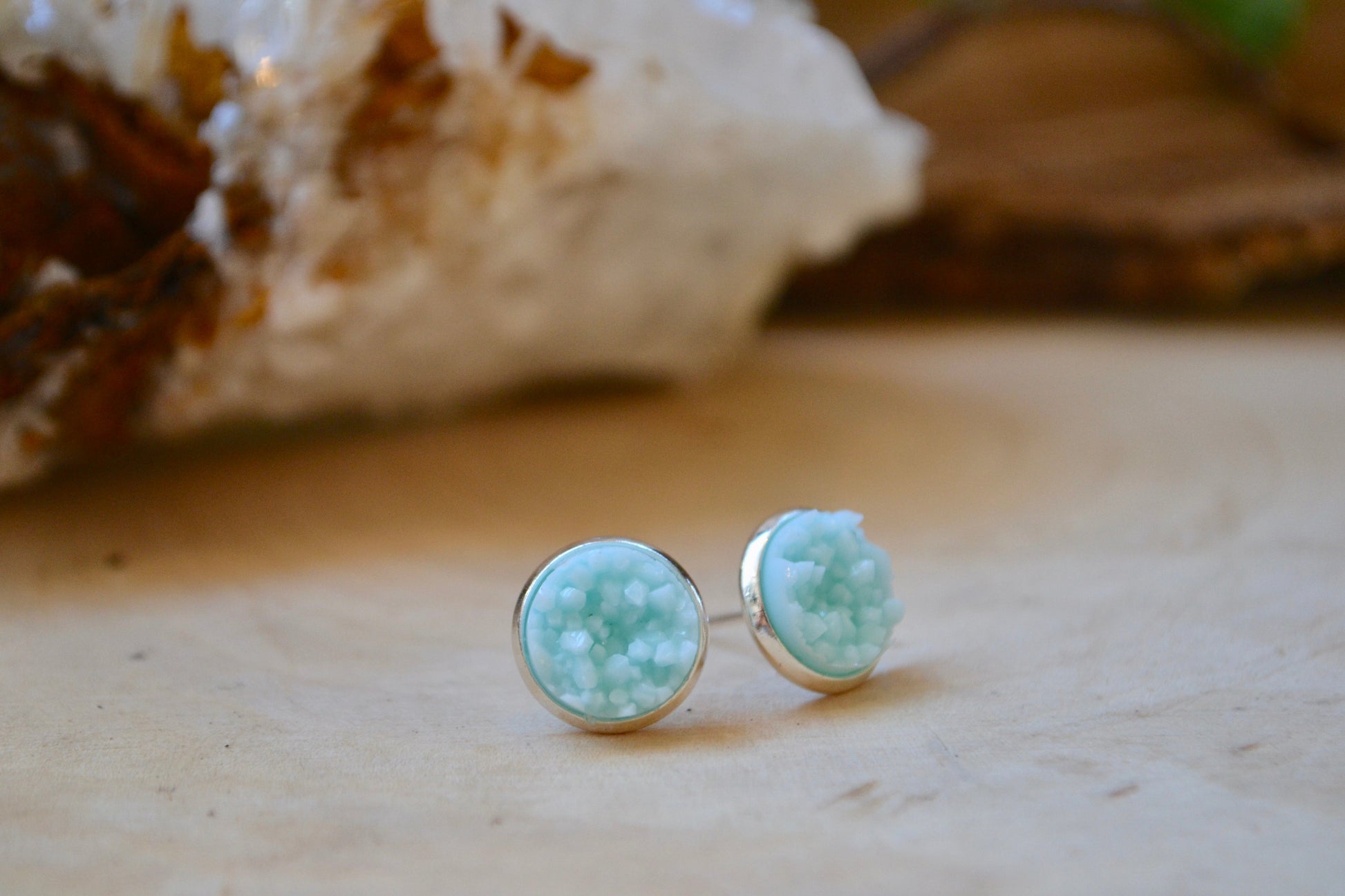Light blue druzy earrings