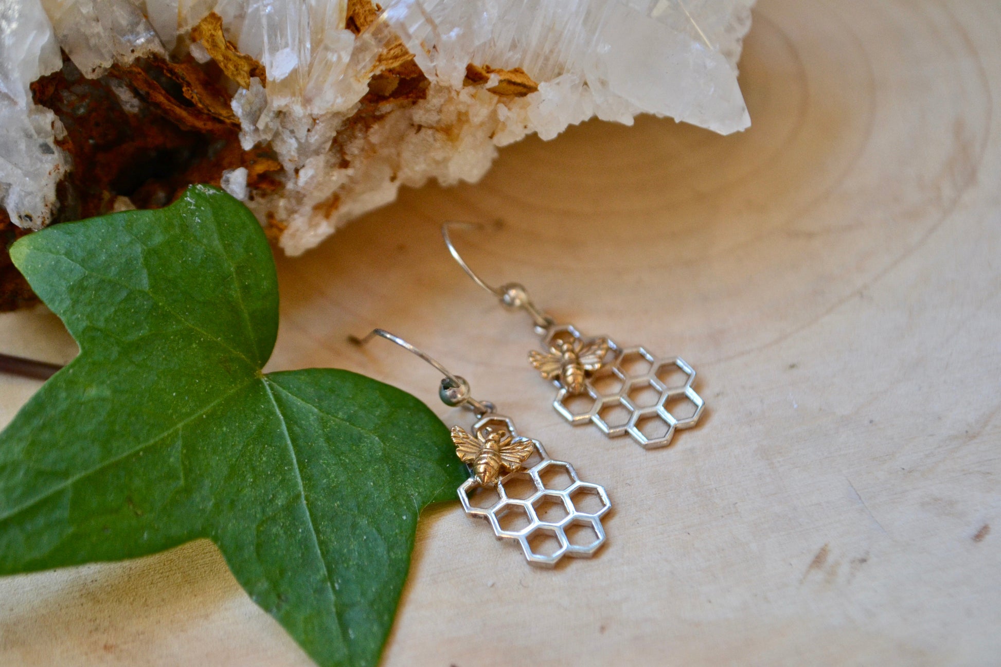Bee and honey comb earrings