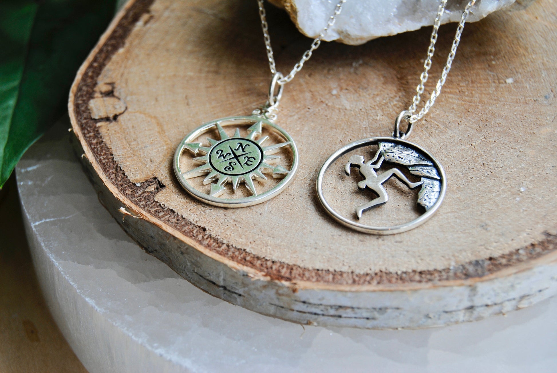 Compass and hiker necklace